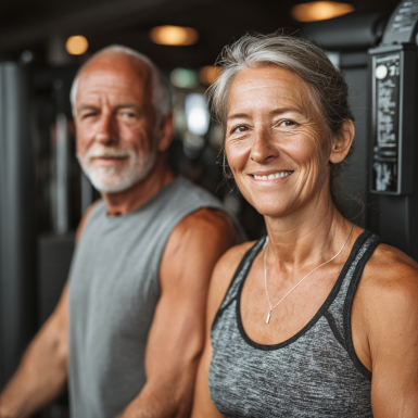 Grup de seniori practicând yoga în aer liber